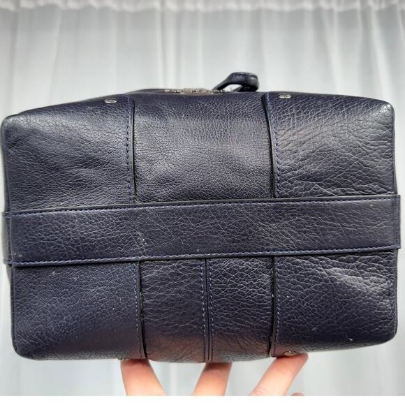 Coach Mickey Navy Blue Bucket Crossbody Leather Pebbled Shoulder Hobo Bag - Picture 7 of 14